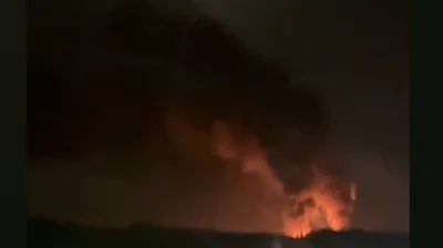 Oil depot on fire in Russia's Kursk Oblast after a drone strike