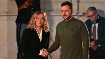 Zelenskyy arrives in Italy and meets with Meloni