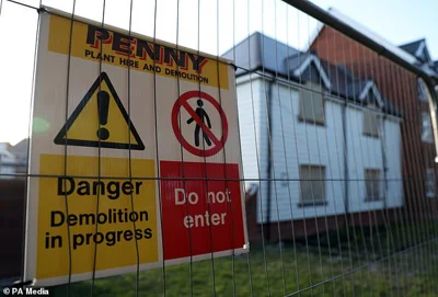 Demolition work took place at the former home of Novichok victim Charlie Rowley on Muggleton Road, Amesbury, Wiltshire