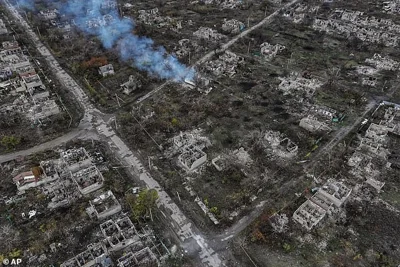 The frontline city of Chasiv Yar in ruins after heavy fighting, on November 11