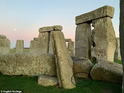 The discovery was made when a team, led by researchers from Curtin University in Perth, analysed the age and chemistry of minerals from fragments of the Altar Stone (circled)