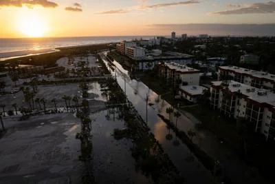 Aftermath of Hurricane Milton’s landfall in Siesta Key, Florida