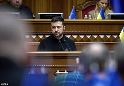 Biden spoke with Ukrainian President Volodymyr Zelensky (above) before he left for Berlin but the two men will not have time to meet in Europe