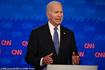 Biden speaks during the first presidential debate with Trump in Georgia on June 27