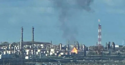 На заводе "Башнефти" в Уфе  после атаки дронов начался пожар