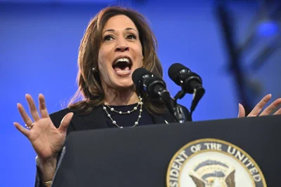 US Vice President and Democratic presidential candidate Kamala Harris speaks during a campaign rally in Philadelphia, Pennsylvania, on October 27, 2024. AFP PHOTO