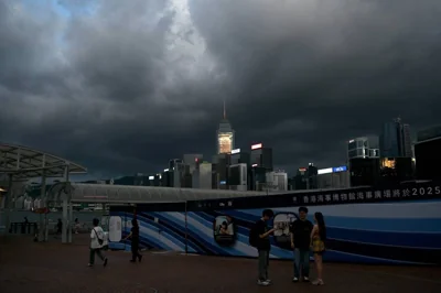 BREWING TEMPEST Storm clouds gather over buildings in Hong Kong on Sept. 5, 2024, as Super Typhoon Yagi moved across the South China Sea toward the southern China coast. AFP Photo