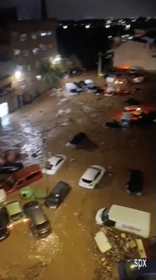 Streets have been turned to rivers by the flooding