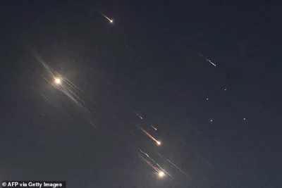 This picture shows projectiles being intercepted by Israel above Tel Aviv on October 1, 2024