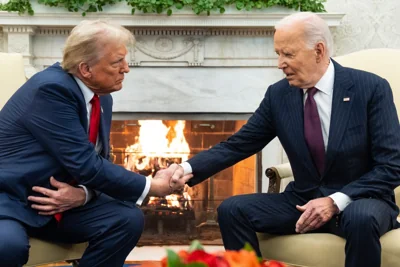 President Joe Biden shook hands with President-elect Donald Trump in a historic meeting on Wednesday