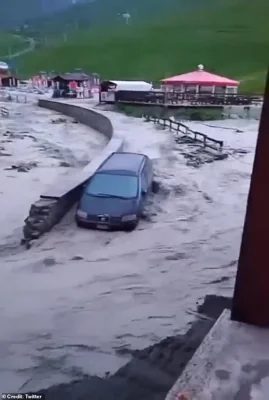 The floods in Cervinia, Valle d'Aosta, due to heavy rainfall on the weekend