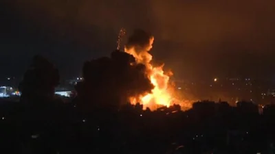 Huge explosions seen in Beirut's southern suburbs  – video