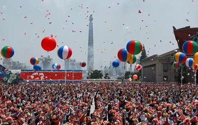 North Korean people attend a welcoming ceremony for the Russian President Vladimir Putin during his meeting with North Korean leader Kim Jong Un in Pyongyang, North Korea, 19 June 2024