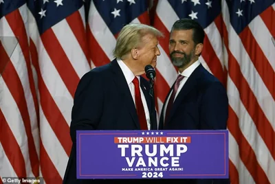 Trump's oldest son, Donald Trump Jr (right), posted on X after Biden's decision was announced, saying that 'the military industrial complex seems to want to make sure they get World War 3 going before my father has a chance to create peace and save lives'