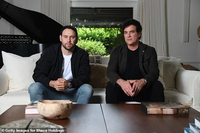 This week news broke that Braun - who manages artists including Ariana Grande, Justin Bieber, and Kanye West - acquired Scott Borchetta's label Big Machine Label Group in a deal believed to top $300million. Braun left and Borchetta right on June 28, 2019