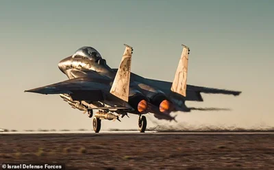 An F-15I fighter jet of the IAF's 69th Squadron takes off from the Hatzerim Airbase in southern Israel to carry out a strike in Beirut against Hezbollah chief Hassan Nasrallah, September 27, 2024