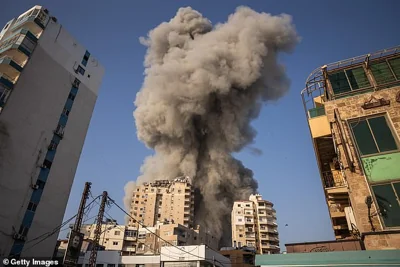 Smoke rises after an Israeli airstrike on November 1, 2024 in Tyre, Lebanon