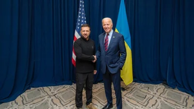 Президент Украины Владимир Зеленский во время встречи с президентом США Джо Байденом на полях Генассамблеи ООН в Нью-Йорке, сентябрь 2024 года