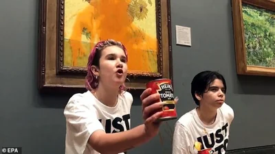 In October 2022, Phoebe Plummer, 23, and fellow activist Anna Holland, 22, flung two tins of Heinz soup at Sunflowers at London 's National Gallery