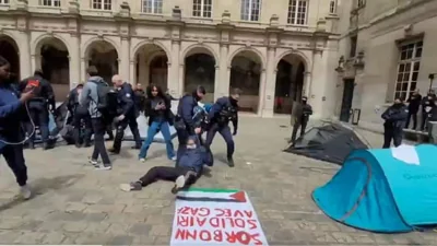 French Police Remove Pro-Palestinian Students Camped Outside Sorbonne University In Paris French Police Remove Pro-Palestinian Students Camped Outside Sorbonne University In Paris | On Cam