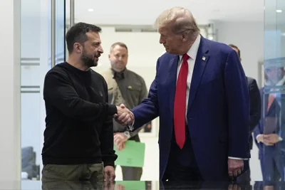 Zelensky and Trump Shake Hands 