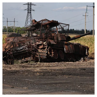 Destroyed Russian tank