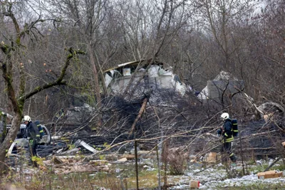 The burnt-out wreckage of the NHL jet