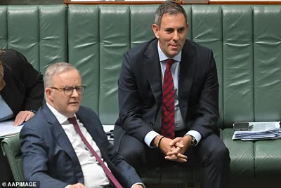 Treasurer Jim Chalmers has praised his Canadian counterpart as an 'absolute legend' after she undermined her boss by quitting (he is pictured right with Prime Minister Anthony Albanese)