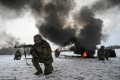 Ukrainian service members perform drills in military exercises at a training ground. Tragic though it is, Ukraine faces a very daunting task in winning all the territory back that it has lost to Russia since 2014