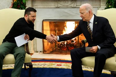 Volodymyr Zelensky and Joe Biden