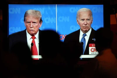 US presidential debate: Faltering Biden and forceful Trump clash in presidential debate