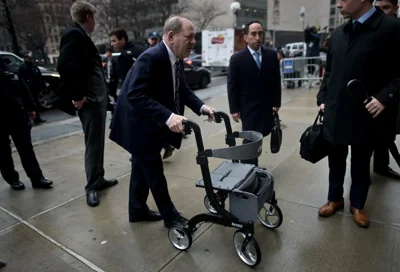 Weinstein has been in frail health in recent years. Pictured: Weinstein using a walker in 2020