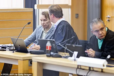 Defendant Christian Brueckner in the courtroom for a session of his trial at court in Braunschweig, northern Germany, on September 25, 2024