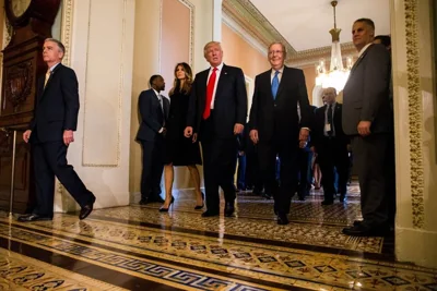 Donald Trump, seen her visiting the the U.S. Capitol on Nov. 10, 2016, shortly after he won the presidency the first time. At the time, he claimed he had a sweeping mandate for his agenda. (Photo by Zach Gibson/Getty Images)