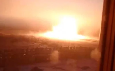 Пожар на газопроводе в Омской области. Видео