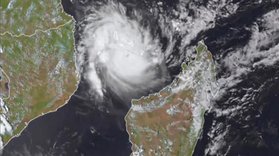 Chido is seen over Mayotte, western Madagascar and eastern Mozambique