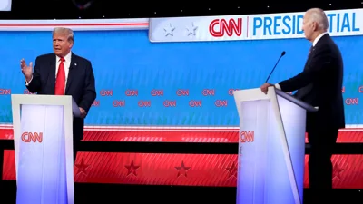 Trump and Biden on debate stage