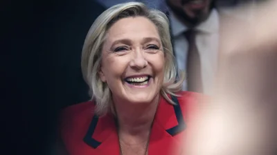 Marine Le Pen, leader of National Rally, smiling