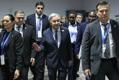 U.N. Secretary General Antonio Guterres attends the COP29 United Nations climate change conference, in Baku, Azerbaijan, Thursday. Reuters-Yonhap