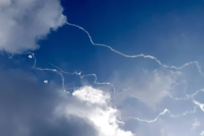 POTENT PROTECTOR Israel's Iron Dome missile defense system intercepts incoming rockets over the city of Haifa, northern Israel, on Oct. 14, 2024. AFP PHOTO