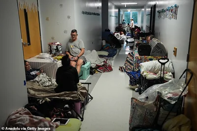 Hundreds take shelter at Virgil Mills Elementary School ahead of Hurricane Milton, in Palmetto, Florida