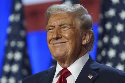 Republican presidential nominee former President Donald Trump smiles at an election night watch party at the Palm Beach Convention Center, Wednesday, Nov. 6, 2024, in West Palm Beach, Florida. AP PHOTO