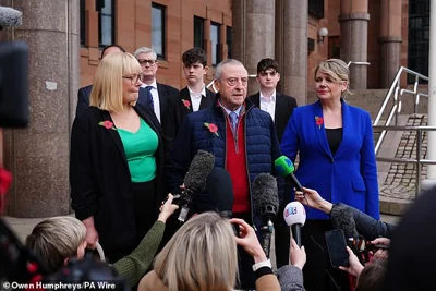 Recalling his ordeal in court, Mr O'Hara (pictured outside court on Tuesday) said the jab caused 'excruciating pain', and led to him being in hospital for five weeks for a series of operations.