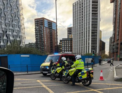 Cops outside the US embassy at Nine Elms