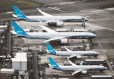 Boeing 777X and Boeing 737 MAX 10 airplanes are parked at King County International Airport-Boeing Field, in Seattle, Washington. REUTERS PHOTO