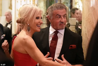 Stallone was seen hobnobbing with long-time Trump ally and former campaign manager Kellyanne Conway