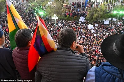 Bolivian President Luis Arce addresses crowd amid coup attempt in La Paz, Bolivia on June 26, 2024