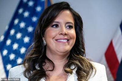 House Republican Conference Chair Elise Stefanik (R-NY) reacts at a press conference at the RNC after a meeting with Donald Trump in Washington, D.C., June 13, 2024