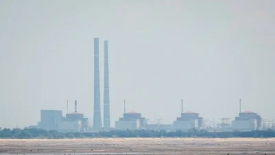 A view shows Zaporizhzhia Nuclear Power Plant from the bank of Kakhovka Reservoir near the town of Nikopol, amid Russia's attack on Ukraine, in Dnipropetrovsk region, Ukraine June 16, 2023.(Reuters)