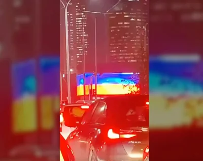 The humiliating moment Vladimir Putin's motorcade was taken past a giant Ukraine flag in Kazakhstan